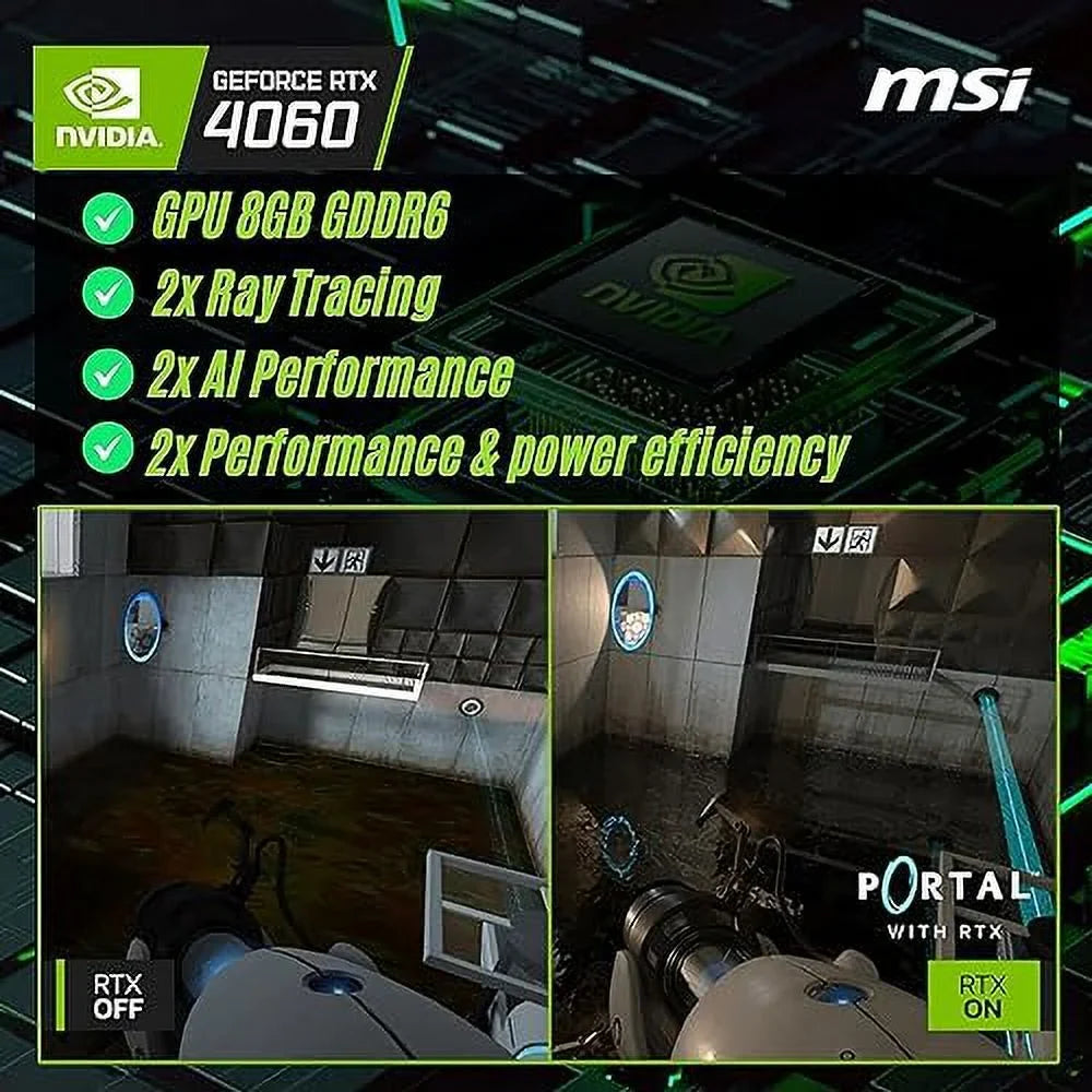 MSI Cyborg 15 Gaming Laptop, 15.6" FHD 144Hz Display,  Core i7-12650H, NVIDIA GeForce RTX 4060, 32GB DDR5 RAM, 1TB SSD, Webcam, Backlit Keyboard, Wi-Fi 6, Windows 11 Home, Translucent Black