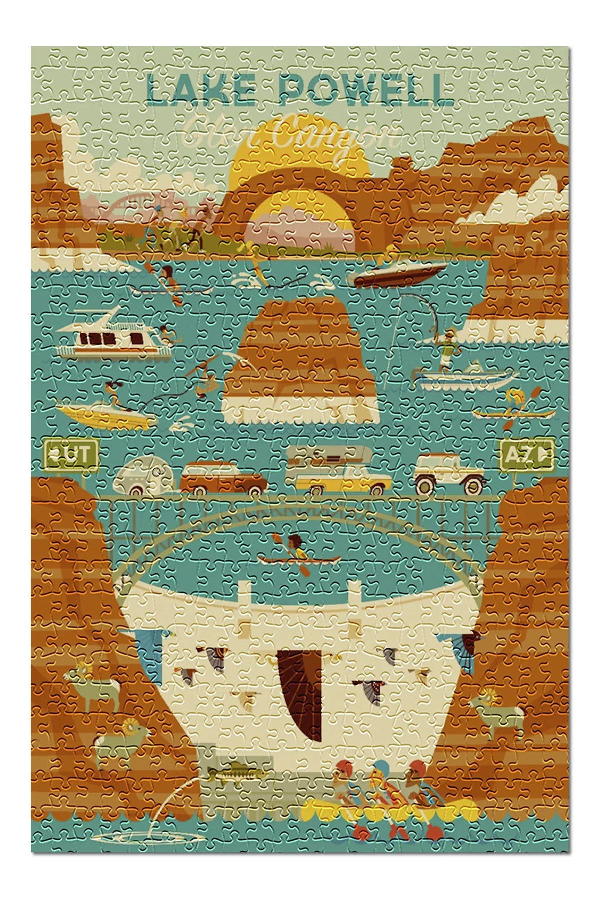 Lake Powell, Arizona, Glen Canyon Dam, Geometric (19x27 inches, Premium 500 Piece Jigsaw Puzzle for Adults and Family, Made in USA)