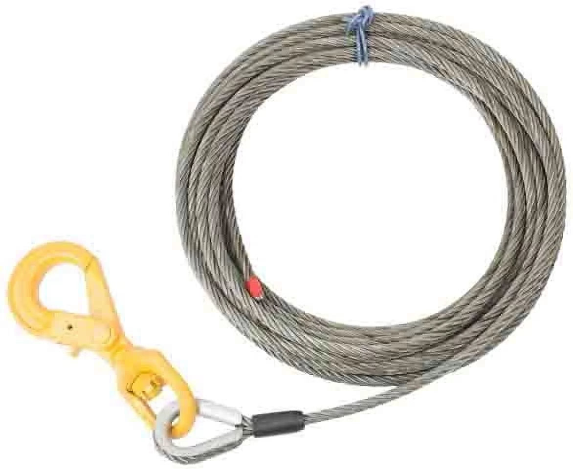 Mytee Products 3/8" x 75' Winch Cable Steel Core Rope Wrecker Tow Truck Rollback Self Locking, 15,087 lbs Ultimate Breaking Strength