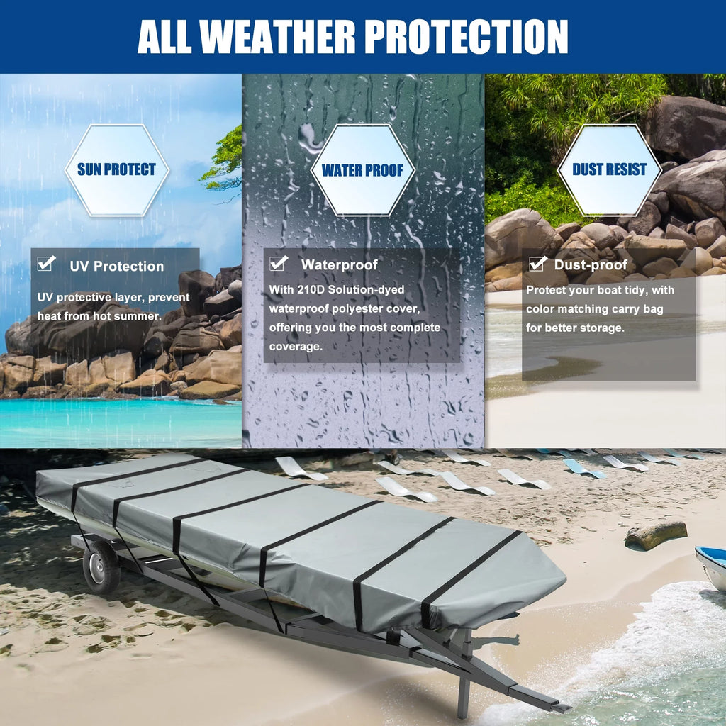 Unique Bargains 1 Set 12"-14"x56" Jon ship protector 210D Polyester Air Vents Waterproof Sunshine Resist craft wrap Gray
