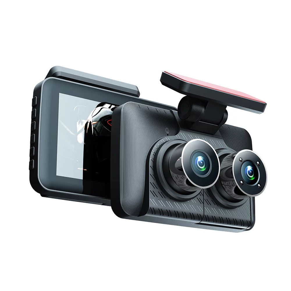 Drive Recorder with Night Vision, Triple Camera Dash Cam Front and Rear Inside
