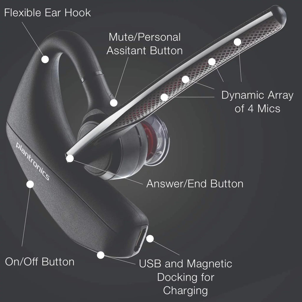 Plantronics Voyager 5200-UC Bluetooth Headset - 206110-01 - matching with Smartphones, PC, MaC, Softphones, Tablets