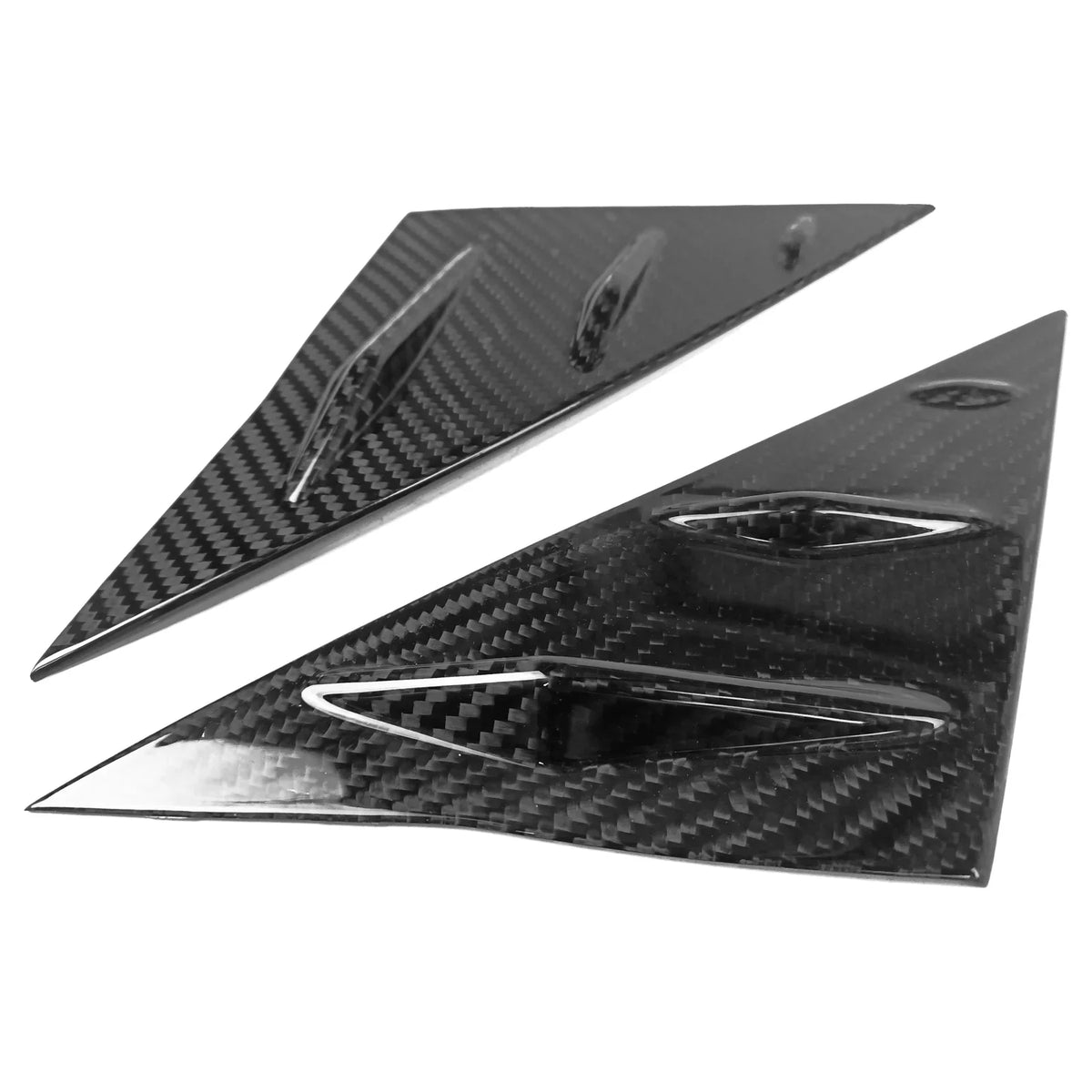 Ikon Motorsports Front Window Louver suitable With 2017-2023 Tesla Model 3, Side 1/4 Scoop shield Real Carbon Fiber Windshield Vent Panel Air Vent Trim 2PCS