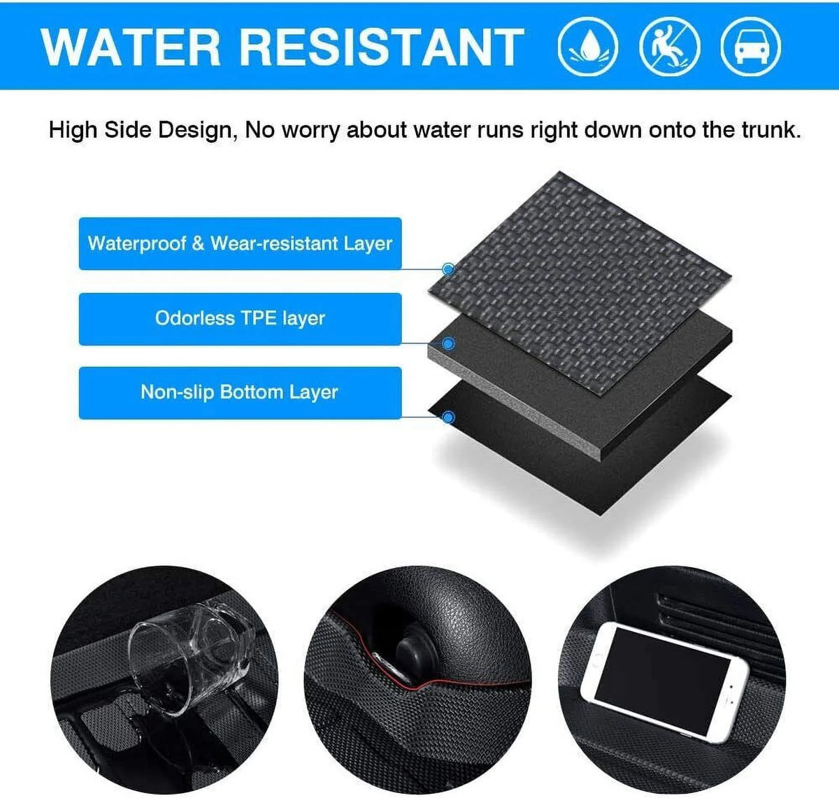 Trunk Liner TPO Cargo Mats for 2014-2018 Subaru Forester Reliable Protection