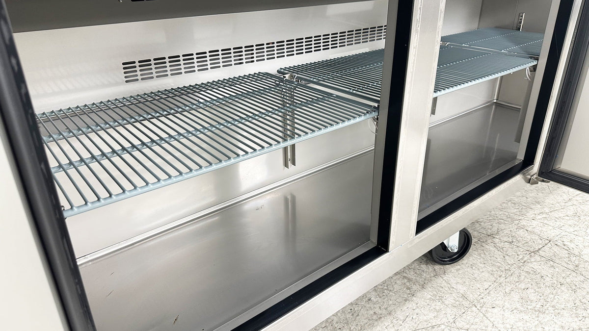 Stainless Steel Three-Door Commercial Freezer Heavy Duty. Commercial Undercounter Freezer 19 Cu.Ft. 72 in