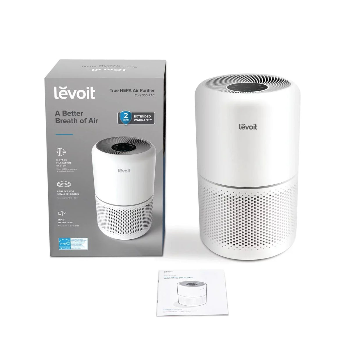 ft., Core 300-RAC, White. Levoit Air Purifier for Allergies and Asthma, Large Rooms Up to 547 sq