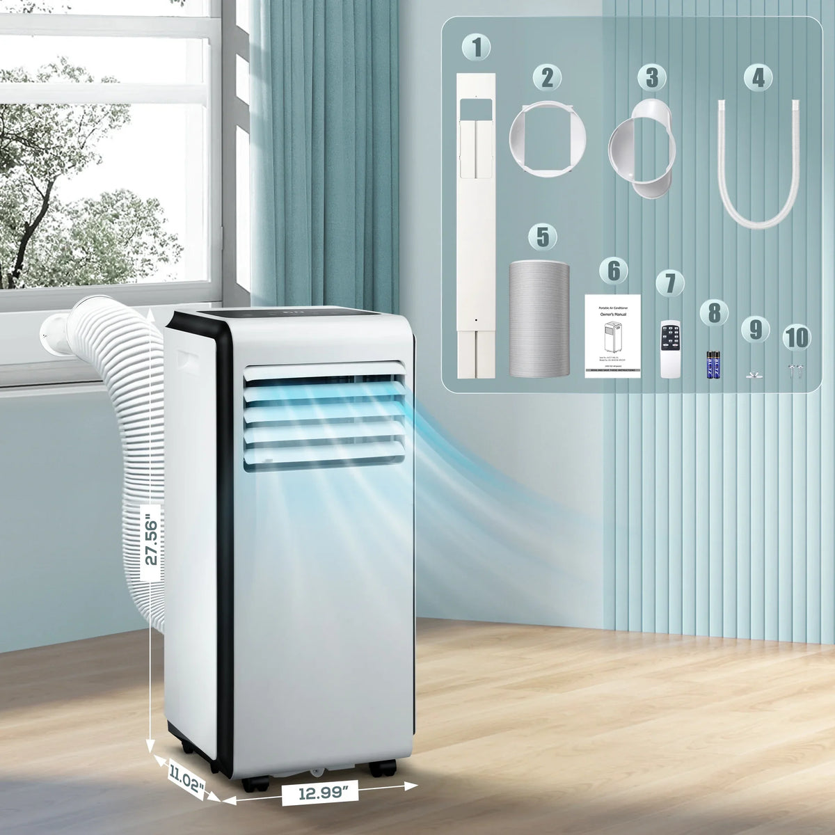 KISSAIR 6,000 BTU (10,000 BTU ASHARE) Portable Air Conditioner, Dehumidifier, Fan, 3 in 1 AC with 24-Hour Timer