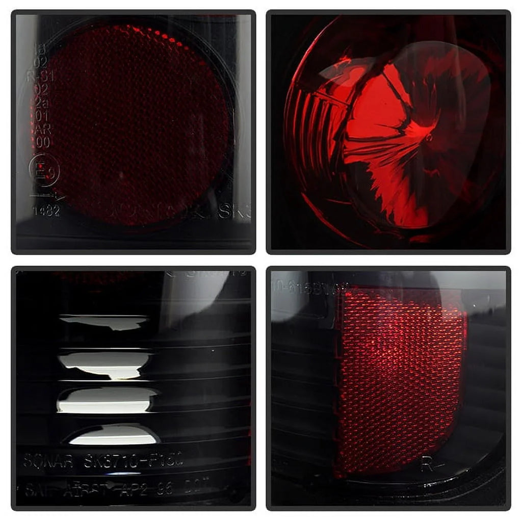 AKKON - For Black Smoked  1999-2004 F250 F350 F450 F550 Superduty Dual Halo Projector LED Headlights + Tail Light Lamp