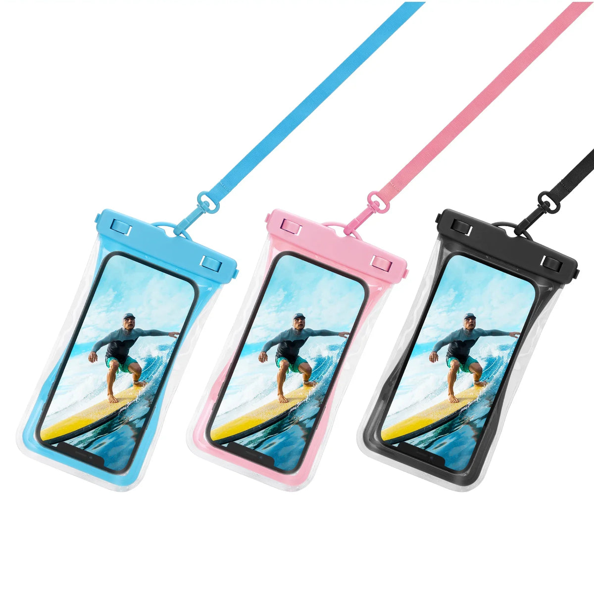 Urbanx Universal Waterproof Phone Pouch Cellphone Dry Bag Case Designed For ZTE Axon 9 Pro Perfect Fit for All Other Smartphones Up To 7" - 3 Cases - Mixed Colors