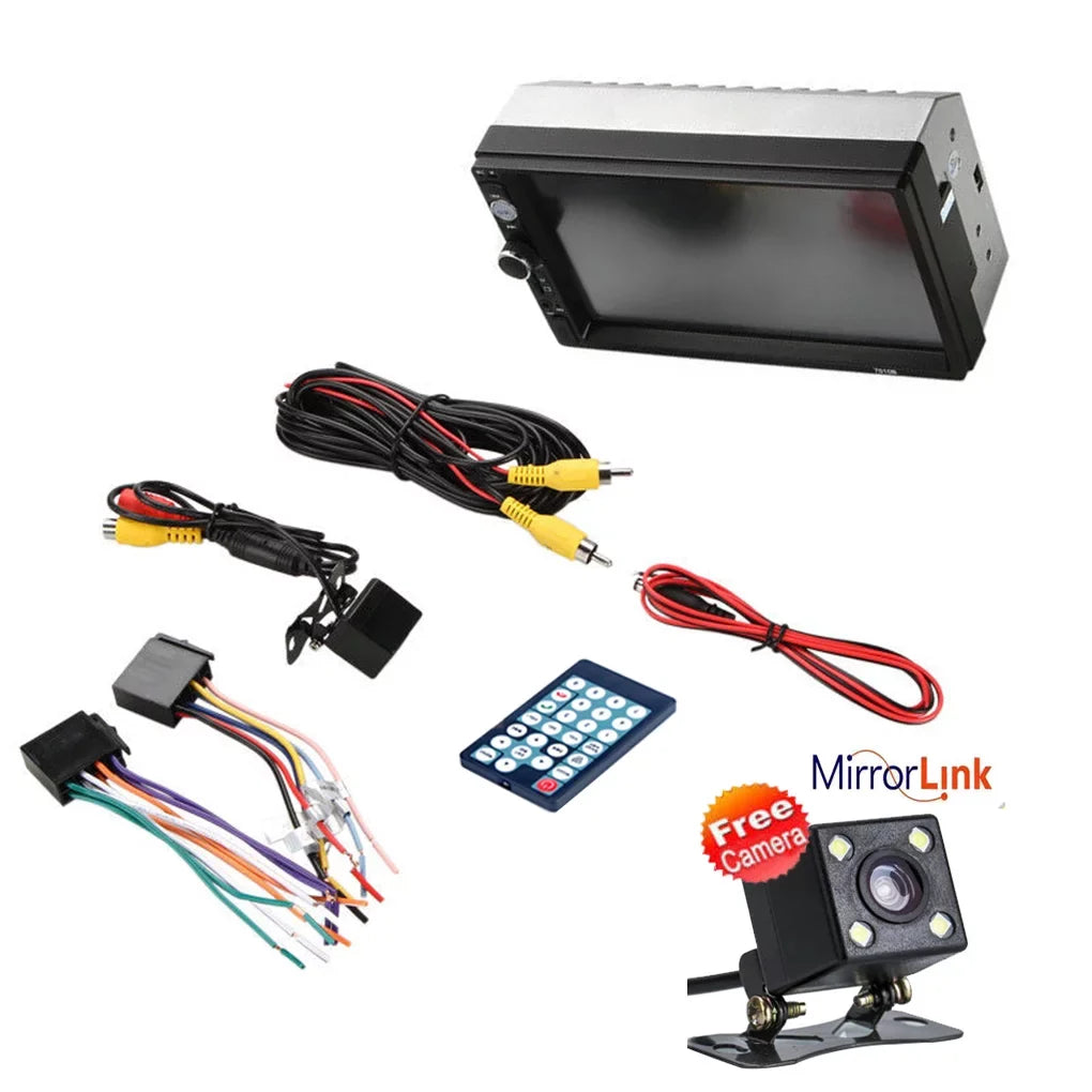 7 Inch Car Stereo Double Din MP5 Player Bluetooth HD Touch Screen Car Stereo Radio With Reverse Camera And Mirror Link Function