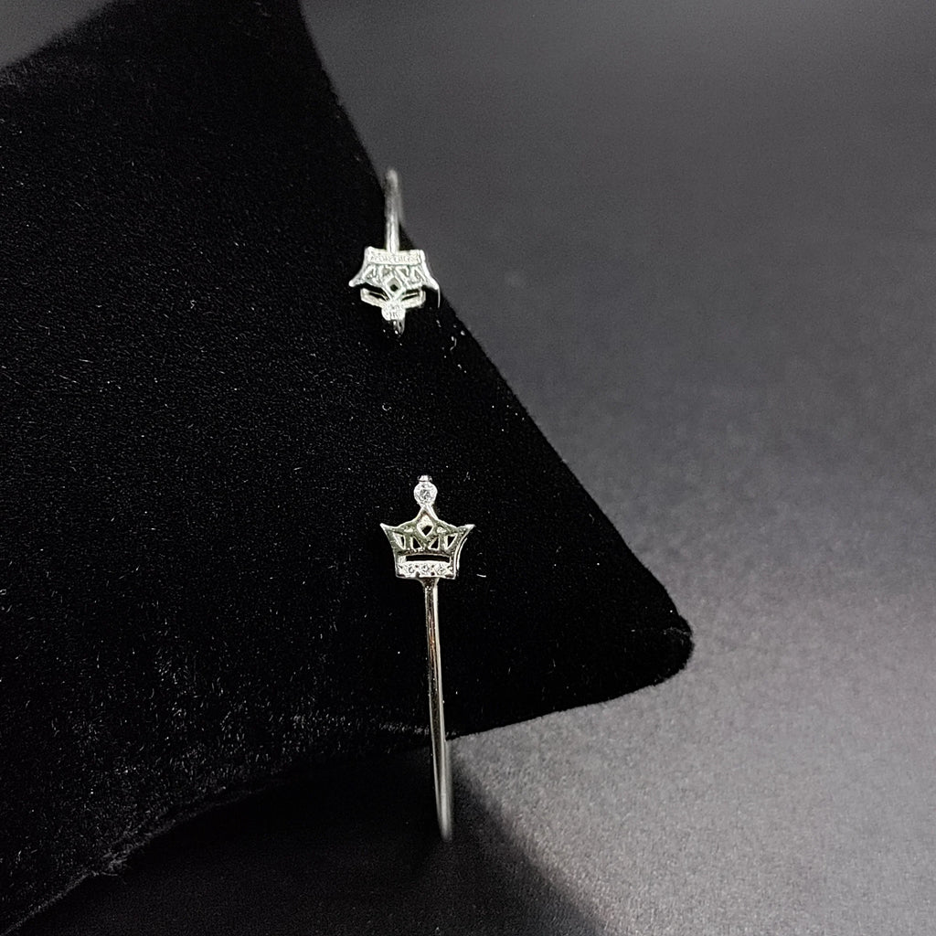 Crown Bracelet With Open Ends Solid Silver CZ cuff style jewelry Handmade Kada Adjustable Bracelet Best Gift idea for Girls
