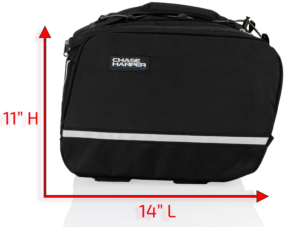 Chase Harper USA 3550 Aeropac II Saddle Bags - moisture-impervious, Industrial Grade Ballistic Nylon w/Thermoplastic Insert, Anti-Scratch Vinyl on Inward Facing Wall, 14" L x 9" W x 10.5" H (Per Side)