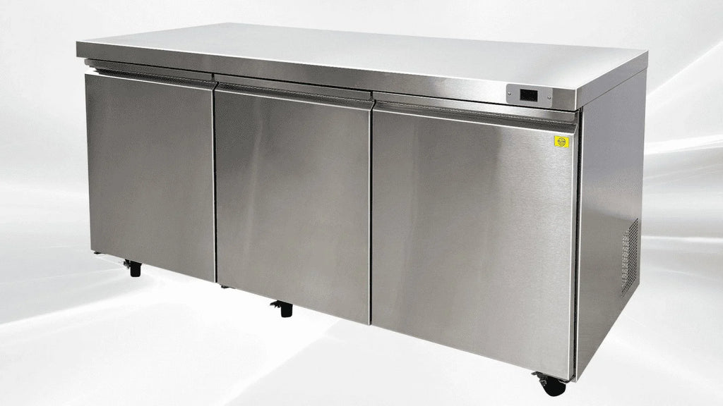 ft..  Commercial Three Door Undercounter Freezer 16.6 cu. 72 in