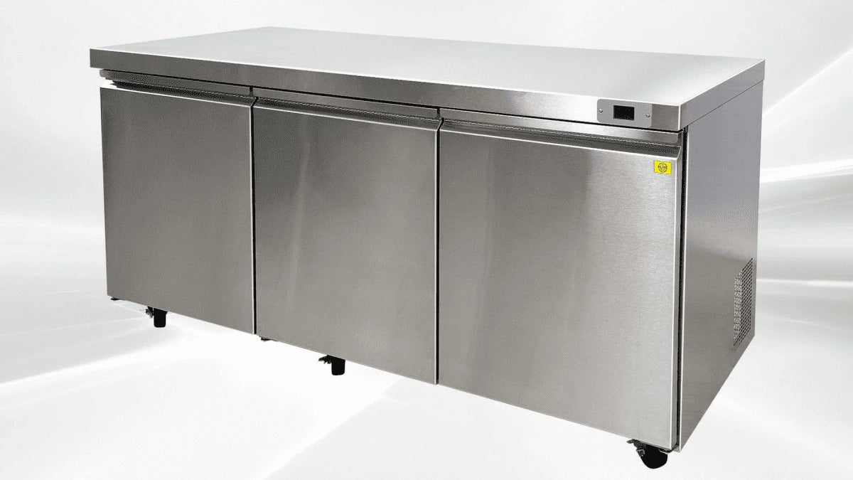 ft..  Commercial Three Door Undercounter Freezer 16.6 cu. 72 in
