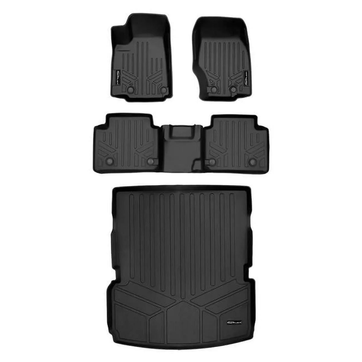 Smartliner SA0568-B0568-D0568 All atmospheric conditions Custom Fit Black 2 Row & Cargo Liner Behind the 2nd Row Floor Mat Liner Set for 2021-2023 Jeep Grand Cherokee L, Black