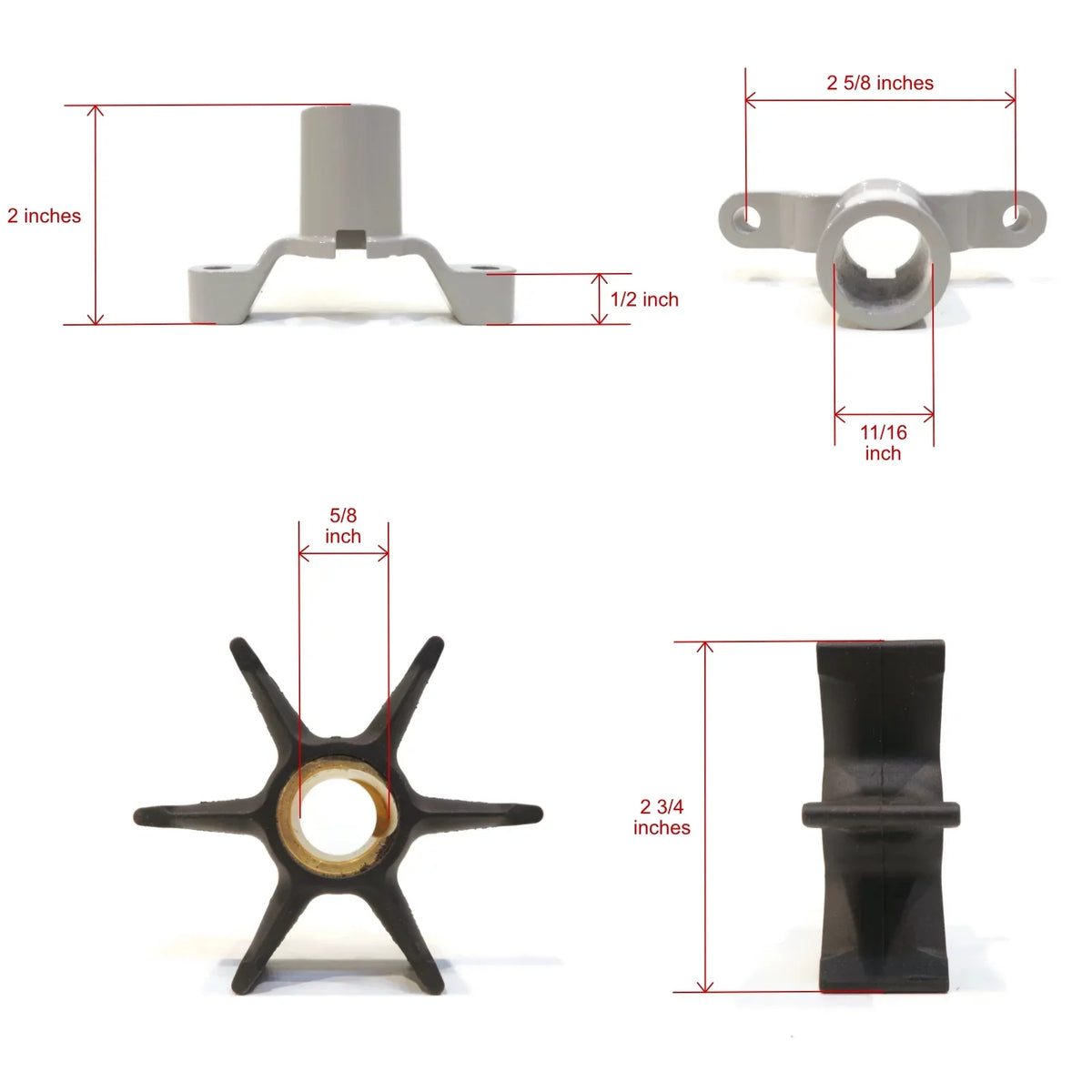 The ROP Shop | moisture Pump Impeller Kit for 1979 Evinrude, Johnson 9.9, 50, 55  Outboard vessel
