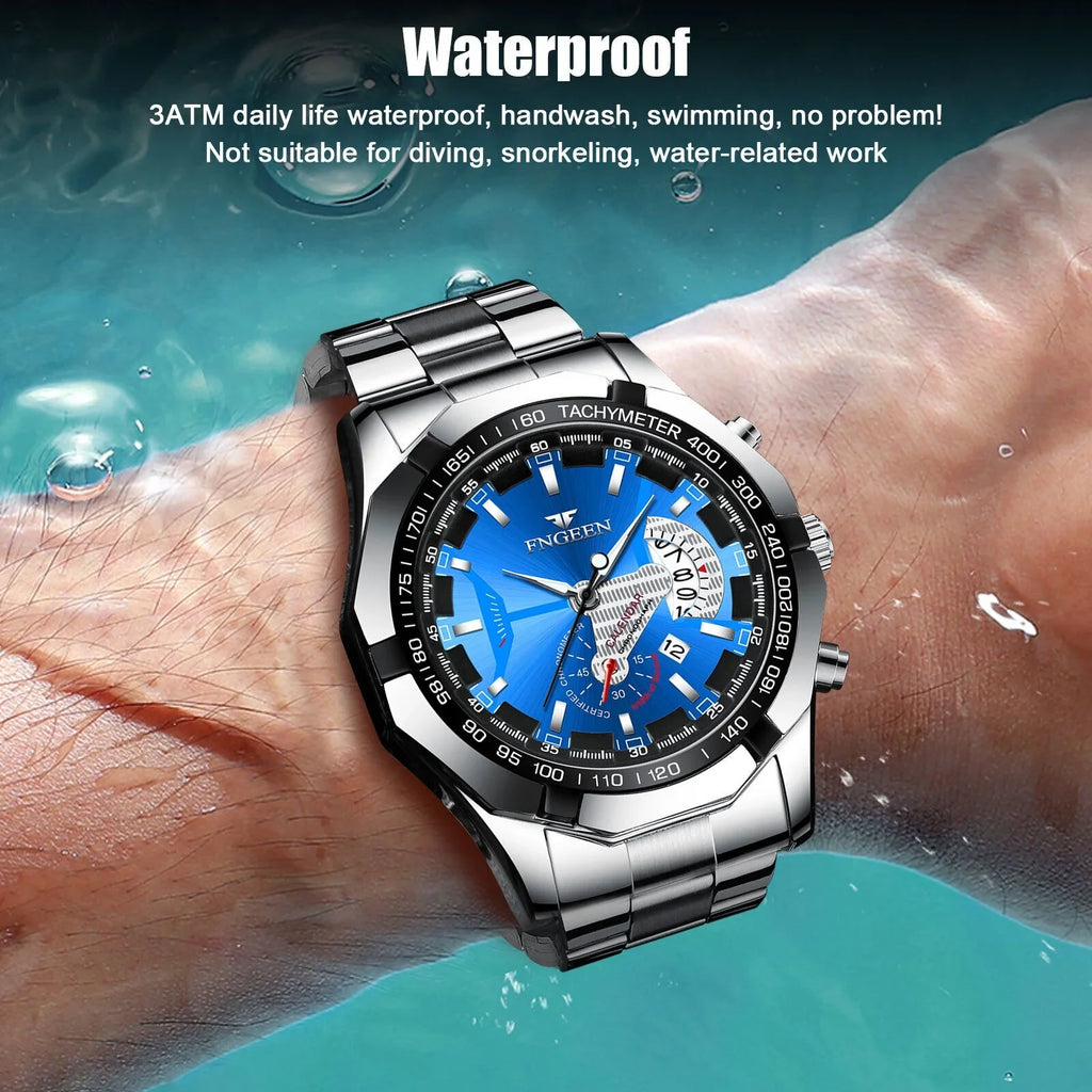 Waterproof Men's Watch Stainless Steel Analog Quartz Luxury Classic Wristwatch