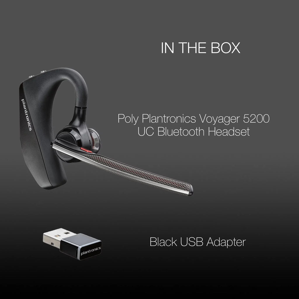 Plantronics Voyager 5200-UC Bluetooth Headset - 206110-01 - matching with Smartphones, PC, MaC, Softphones, Tablets