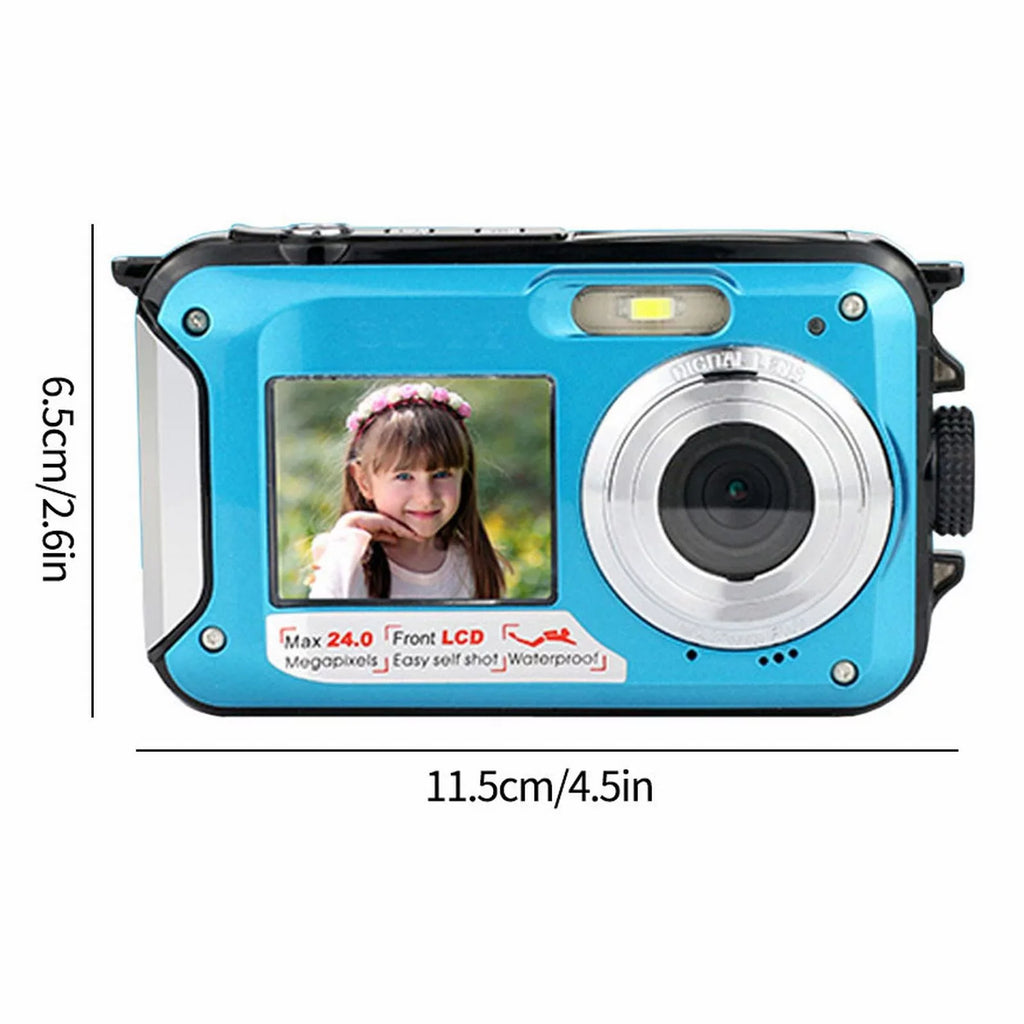 Megapixel Waterproof Dual Screen Full HD 1080P Digital Camera For Under liquid Photo And Video Recording For Selfies With LED Flash Light Teen Electronics for Girls