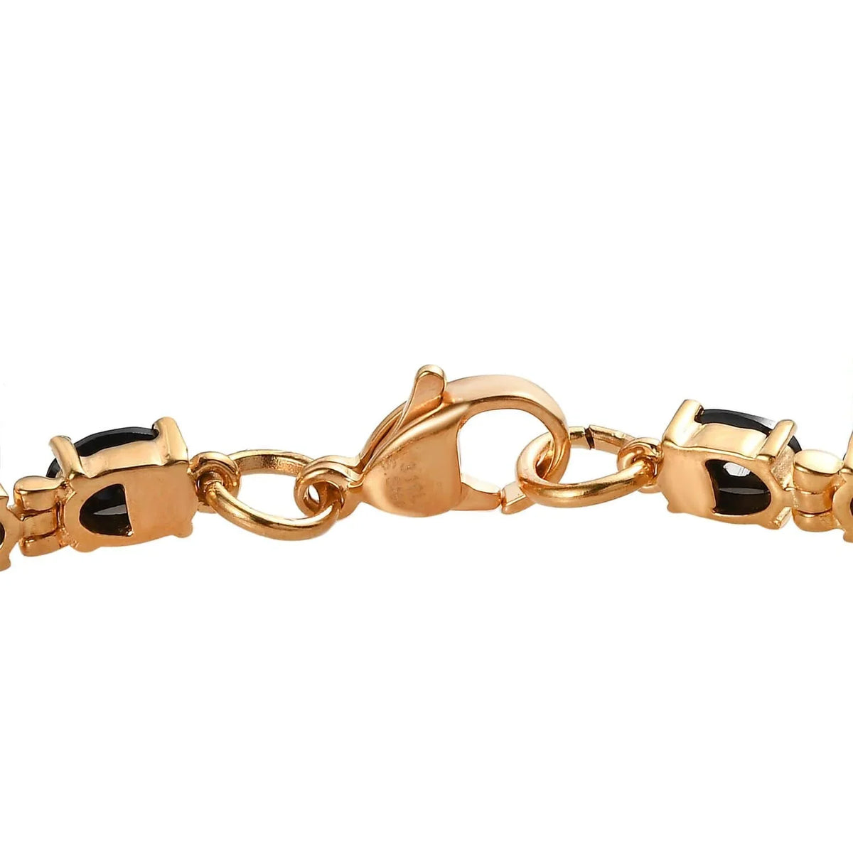 Shop LC Black Spinel Oval Stainless Steel Yellow Gold Ion Plated Bracelet for Women Jewelry Size 6.5" Ct 8.49 Birthday Gifts