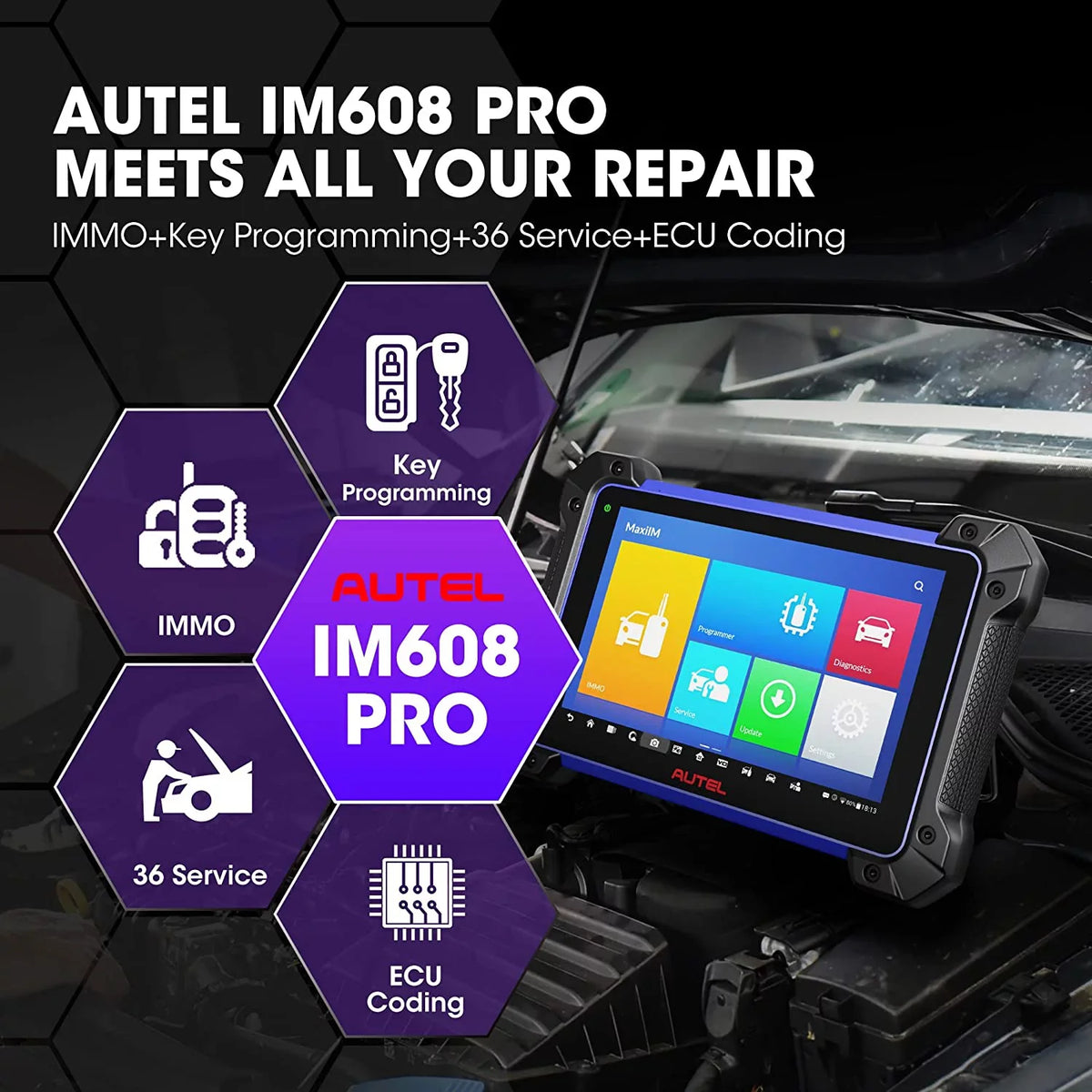Autel MaxiIM IM608 Pro Automotive Key Fob Programming Car Diagnostic Scan Tool, with XP400 Pro Key Programmer, IMKPA Kit, G-BOX2 & APB112, 2 Year Free Update