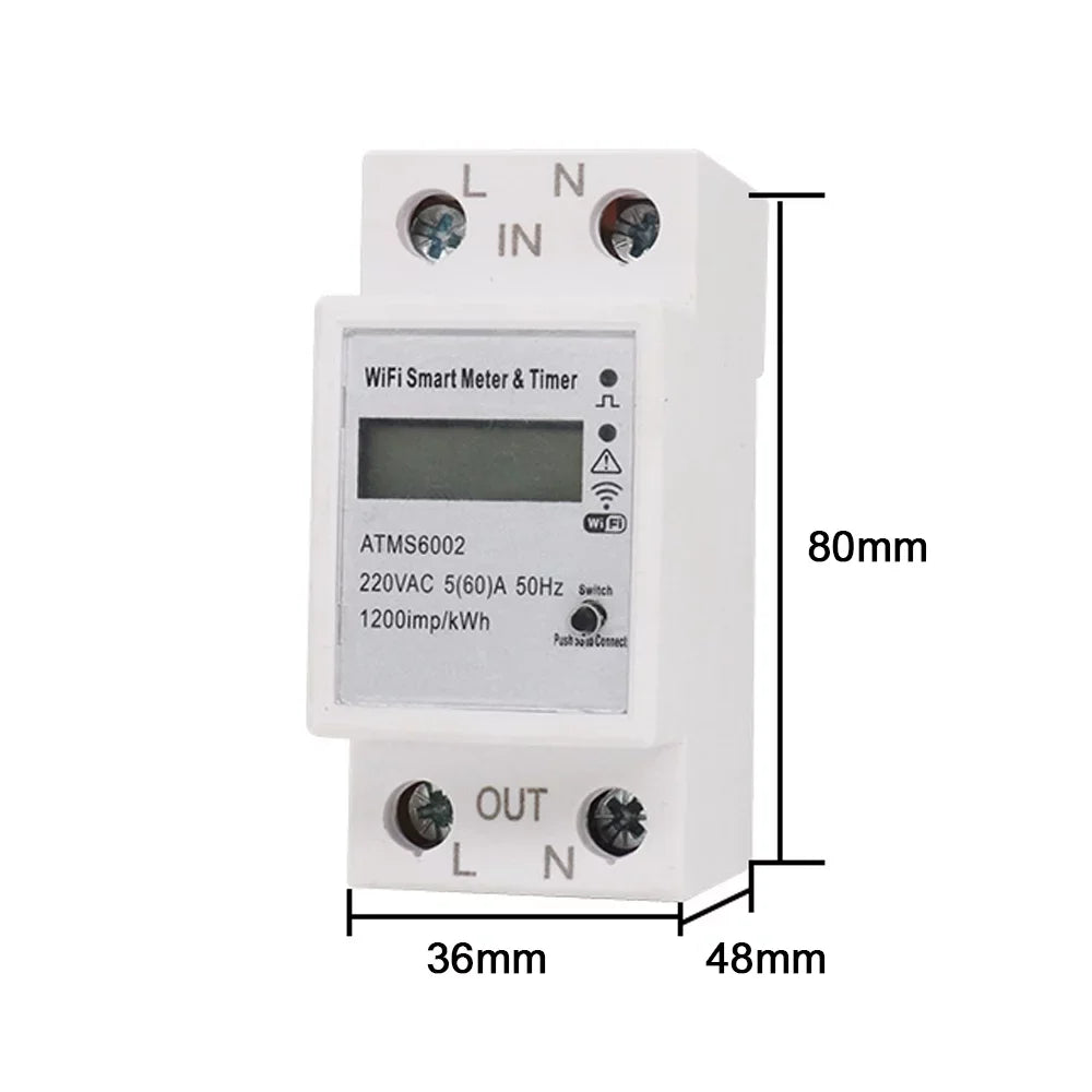 Walmeck WiFi Intelligent Electric Meter Intelligent Energy Meter Timer Home Electric Meter Mobilephone APP Remotes Control No Need Manual Meter Reading Intelligent Home Electric Meter