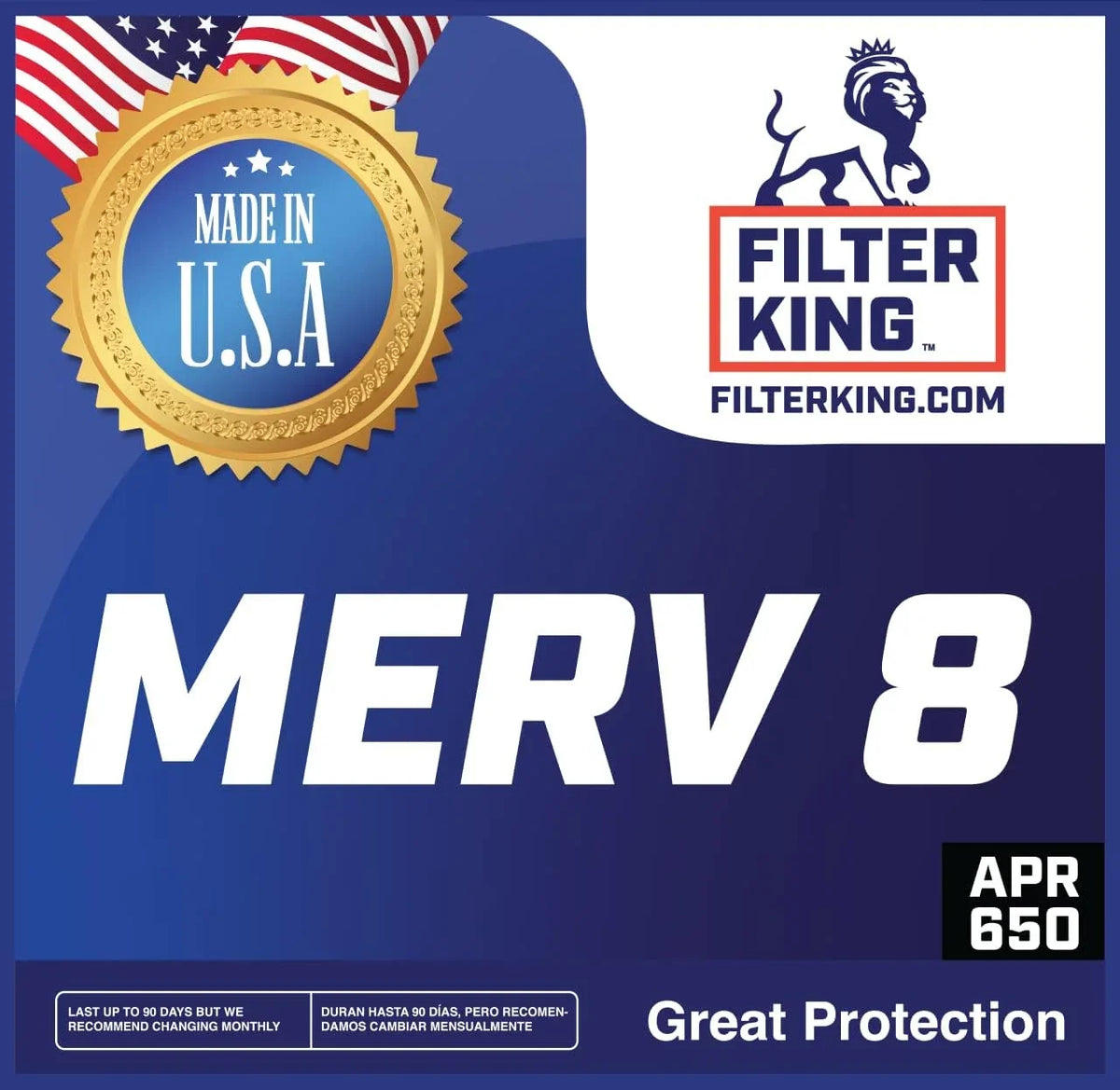 Filter King 10.5x58x1a Air Filter | 4-PACK | MERV 8 HVAC Pleated A/C Furnace Filters | MADE IN USA | Actual Size: 10.5 x 58 x .75"