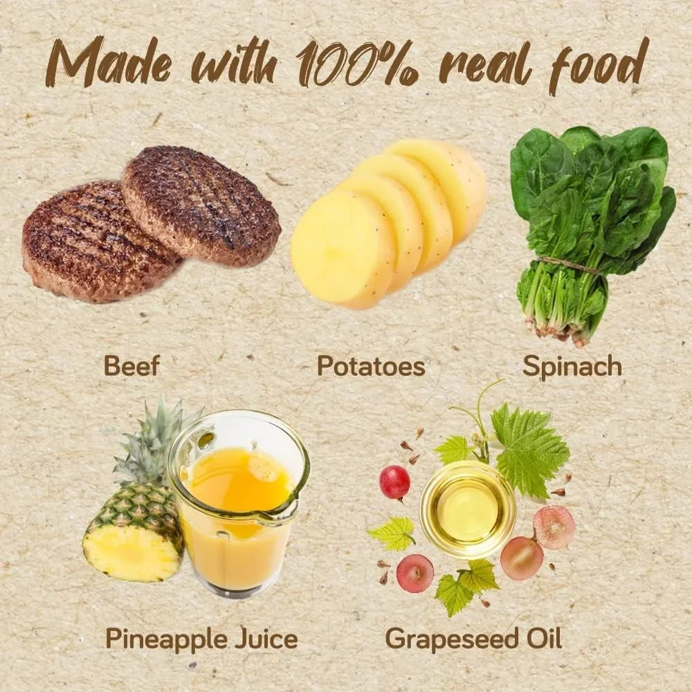 Real Food Blends - Beef, Potatoes & Spinach - Meals for Tube Fed People - 9.4 Oz Pouch (Pack of 12)