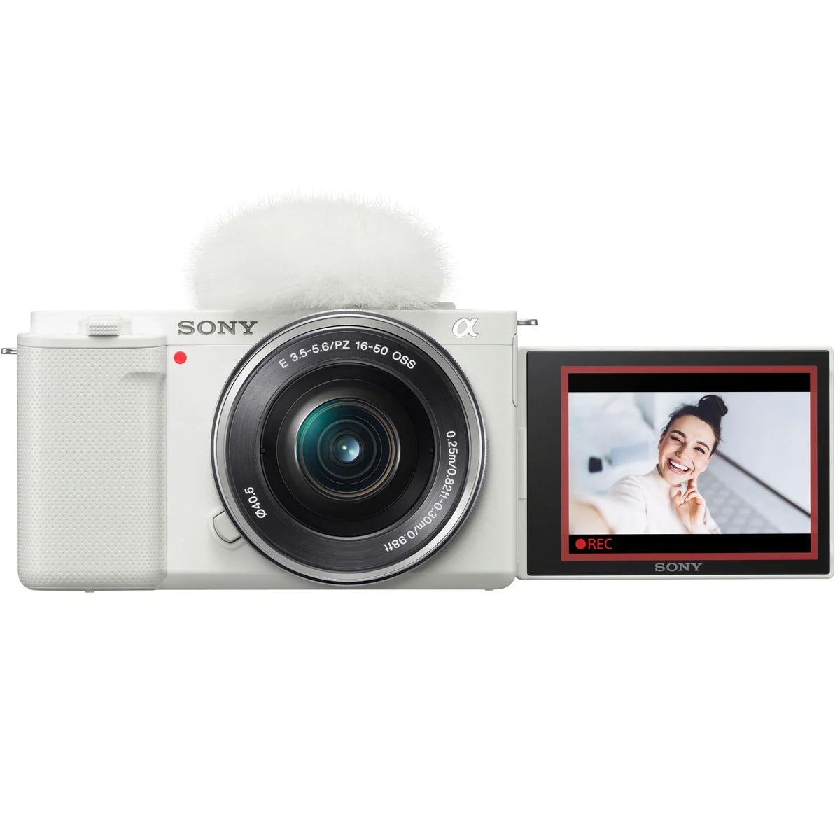 ZV-E10 Mirrorless Alpha APS-C Vlog Camera 2 Lens Kit 16-50mm + 55-210mm ILCZV-E10L/W White Bundle with Deco Gear Case + Filter Set + Wide Angle & Telephoto Lenses + Extra Battery & Accessories