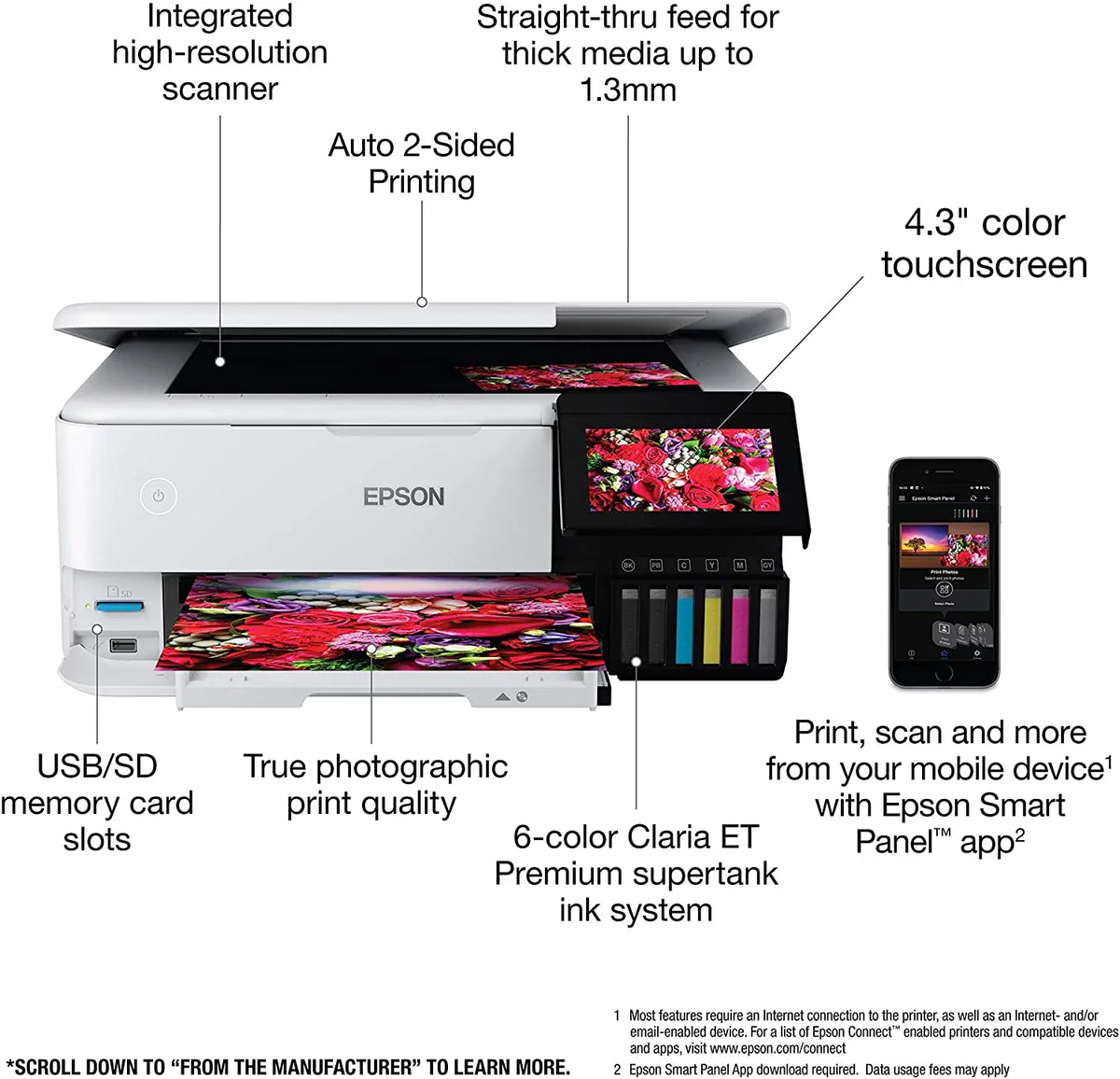 Epson EcoTank Photo ET-8500 C11CJ20201 All-in-One Printer - White