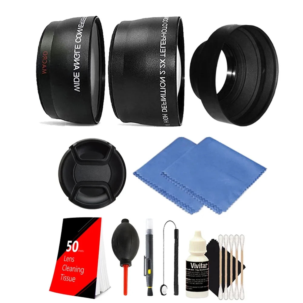 52mm Fisheye Telephoto & Wide Angle Lens + Rubber Hood Accessory Kit for  D3300 D3200 D3100 D5500 D5300 D5200 D5100