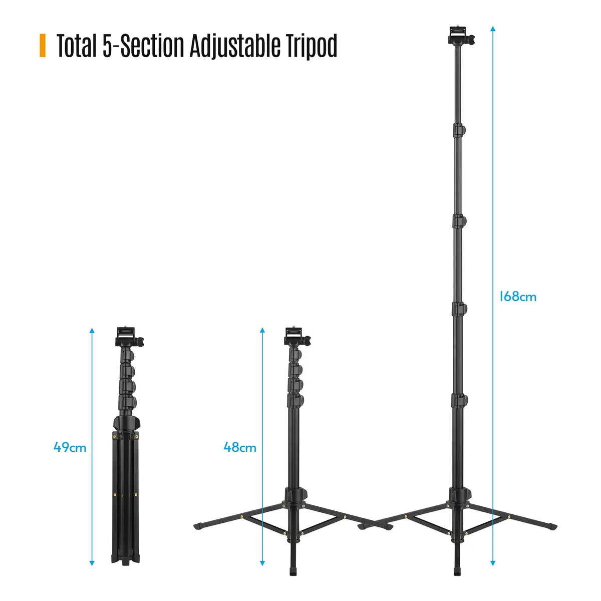 Andoer 168cm/66in 2-in-1 Phone Selfie Stick and Tripod - Supports up to 3KG, Includes Phone Holder, Action Camera Bracket, and Remote Shutter for Smartphones, Mirrorless Cameras, and Action Cameras