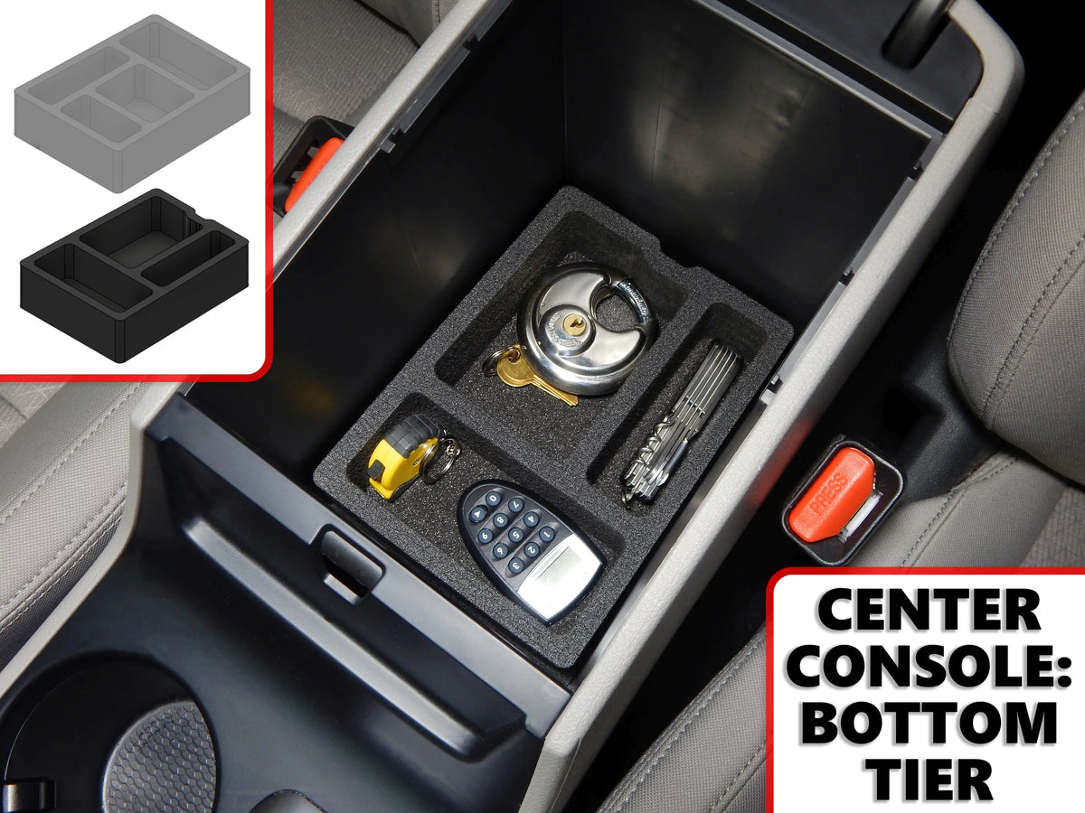 Red Hound Auto Center Console Organizer 2 Piece Stacking Set Vehicle Inserts matching with Hyundai Tucson 2016-2019 (Without Hand Brake) Black Anti-Rattle