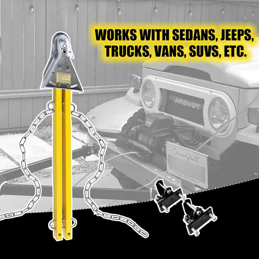 HPDAVV Yellow Adjustable Tow Towing Bar / Adjustable Tow Bar Kit Bumper Mount 5000lb w/Chains RV Car Truck matching with Jeep System