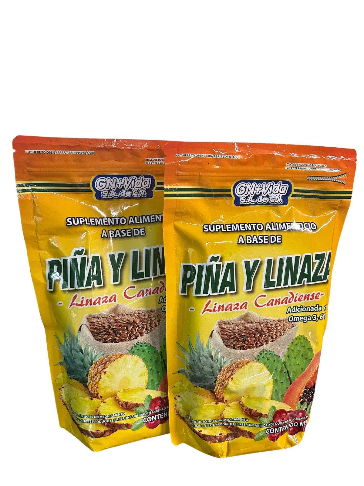 '- 2 Pack. GN+Vida Piña y Linaza -Linaza Canadiense- Omega 3-6-9 -470 gr