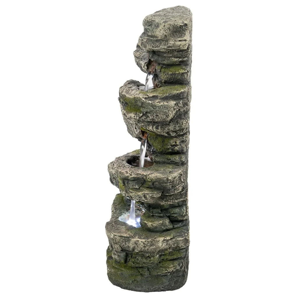 CC Home Furnishings Cascading Stone Tabletop Outdoor Fountain with Light - 13.75" - Brown