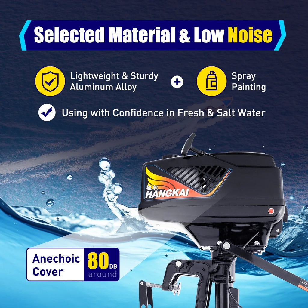 2 Stroke 3.6  Gasoline Outboard Motor, 55cc Fishing craft Engine with moisture Cooling System Clutch Control Black