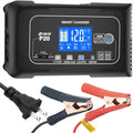 OIEXI 20-Amp Smart Battery Charger,Lithium,LiFePO4,Lead-Acid,Portable Car Battery Charger,Trickle Charger,Maintainer/Deep Cycle Charger,12V/20A and 24V/10A Adjustable,for vessel,Lawn Mower,Golf Cart..