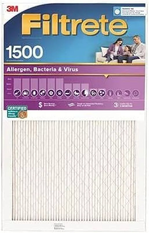 '- Quantity 6. 3M 2025DC-6 Pleated Air Filter, Ultra Allergen Reduction, 3 Months, Purple, 16x24x1-In