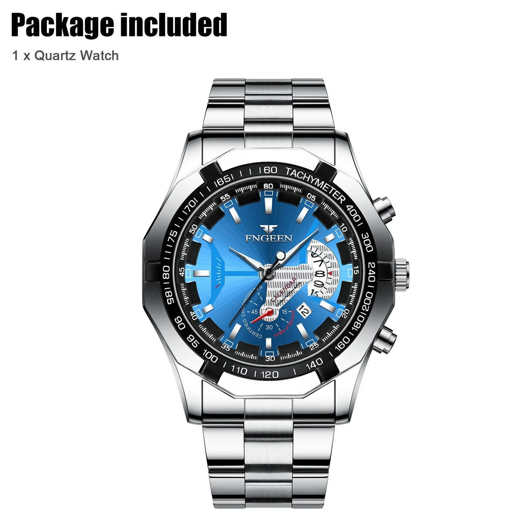 Waterproof Men's Watch Stainless Steel Analog Quartz Luxury Classic Wristwatch