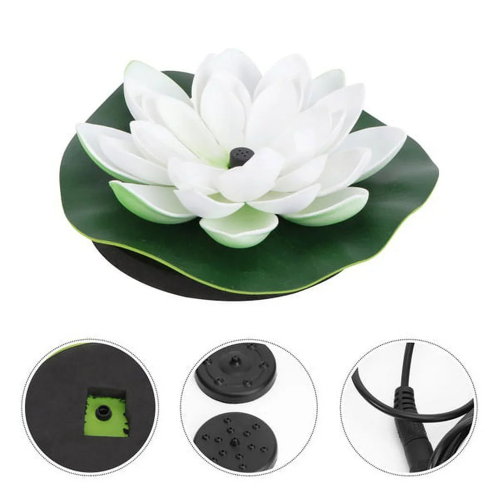 HOTBEST Solar-powered Waterproof Lotus Lamp Lotus Fountain Novel Fish Pond Fountain Garden Decor aqua Lily Bird Bath Fountain(White)