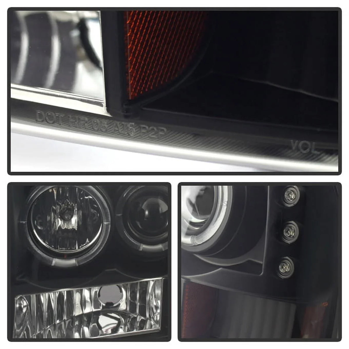 AKKON - For Black Smoked  1999-2004 F250 F350 F450 F550 Superduty Dual Halo Projector LED Headlights + Tail Light Lamp