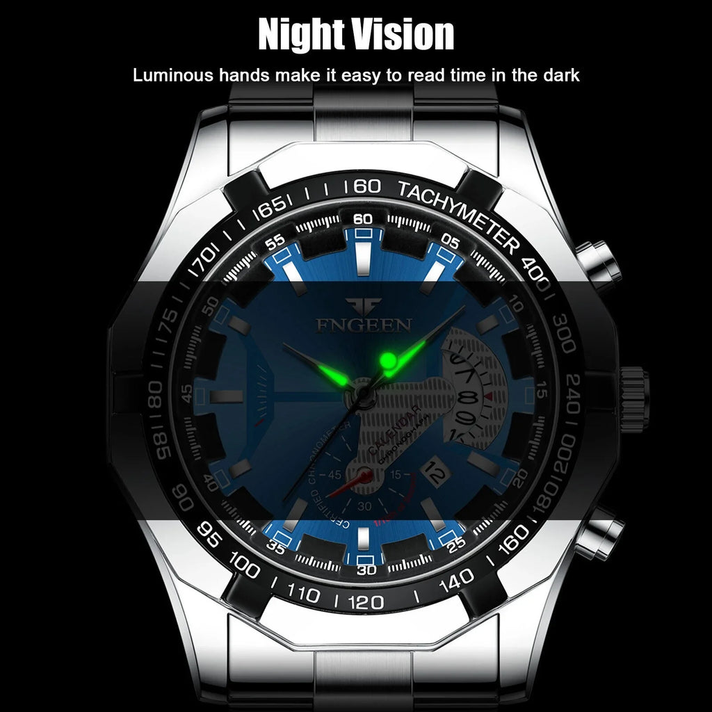 Waterproof Men's Watch Stainless Steel Analog Quartz Luxury Classic Wristwatch