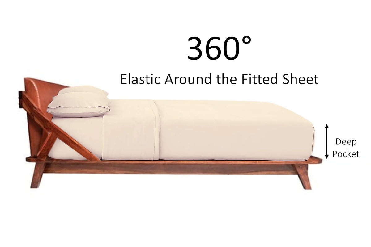 Hotel Brand 1000 Thread Count 6-Piece Extra Deep Pocket Super Soft Sheet Set Fit Upto 22 Inches Deep Pocket, Solid Pattern, 100% Egyptian Cotton @ 'hotellinen' (King, Ivory)
