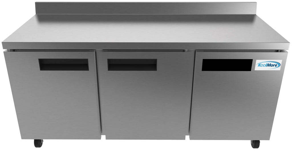 ft.. Backsplash – 16.9 Cu. Three-Door Worktop Refrigerator with 3.5 in. KoolMore 72 in