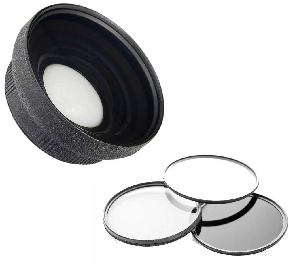 VIXIA HF R800 0.44X High Definition Super Wide Angle Lens w/ Macro + 3 Piece Lens Filter Set