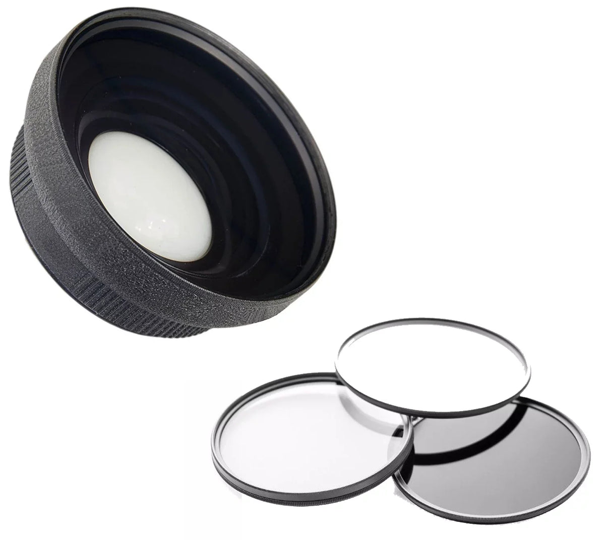 VIXIA HF R800 0.44X High Definition Super Wide Angle Lens w/ Macro + 3 Piece Lens Filter Set