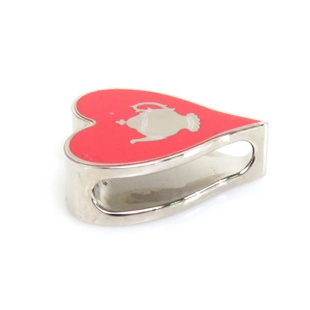 Pre-Owned HERMES Scarf Muffler Ring Tea Time Metal/Enamel Silver/Red Women's (Good)
