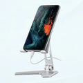Foldable Mobile Phone Stand Holder, Can Reduce Neck Fatigue and Pain, Thickened Aluminum Desktop Stand appropriate with All Mobile Phones, iPhone, Desktop Accessories 4-8'' (Grey)