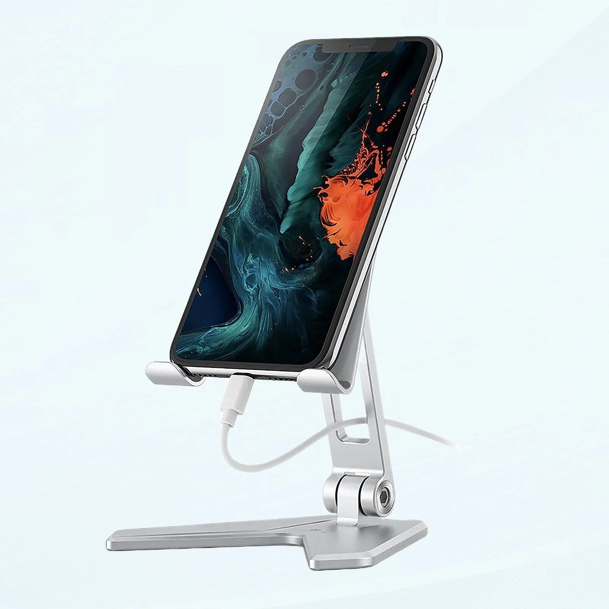 Foldable Mobile Phone Stand Holder, Can Reduce Neck Fatigue and Pain, Thickened Aluminum Desktop Stand appropriate with All Mobile Phones, iPhone, Desktop Accessories 4-8'' (Grey)